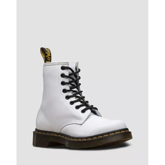 Dr. Martens 1460 Softy T Women 6 Combat Boots White Leather Block Heel NIB $170 - Picture 1 of 15
